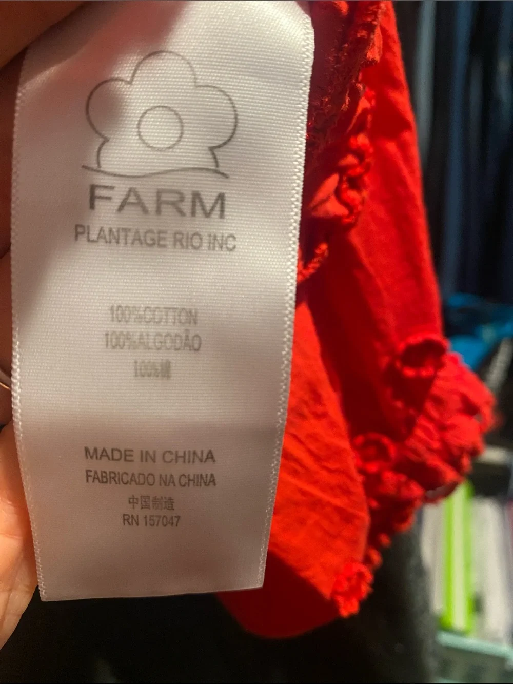 FARM Rio Vibrant Red Embroidered Puff-Sleeve Blouse